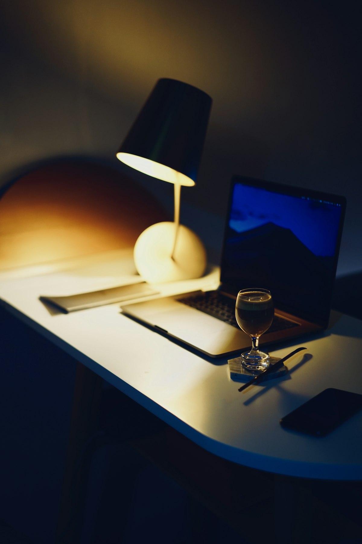 Paperweight table lamp on a desk